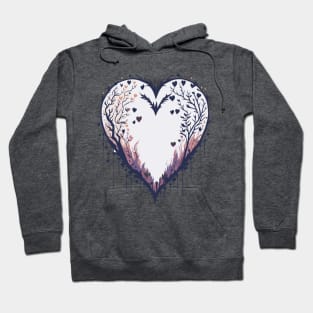 Grunge heart with branches and leaves Hoodie